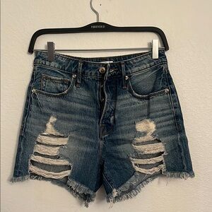 Good American Blue Distressed Jean Shorts